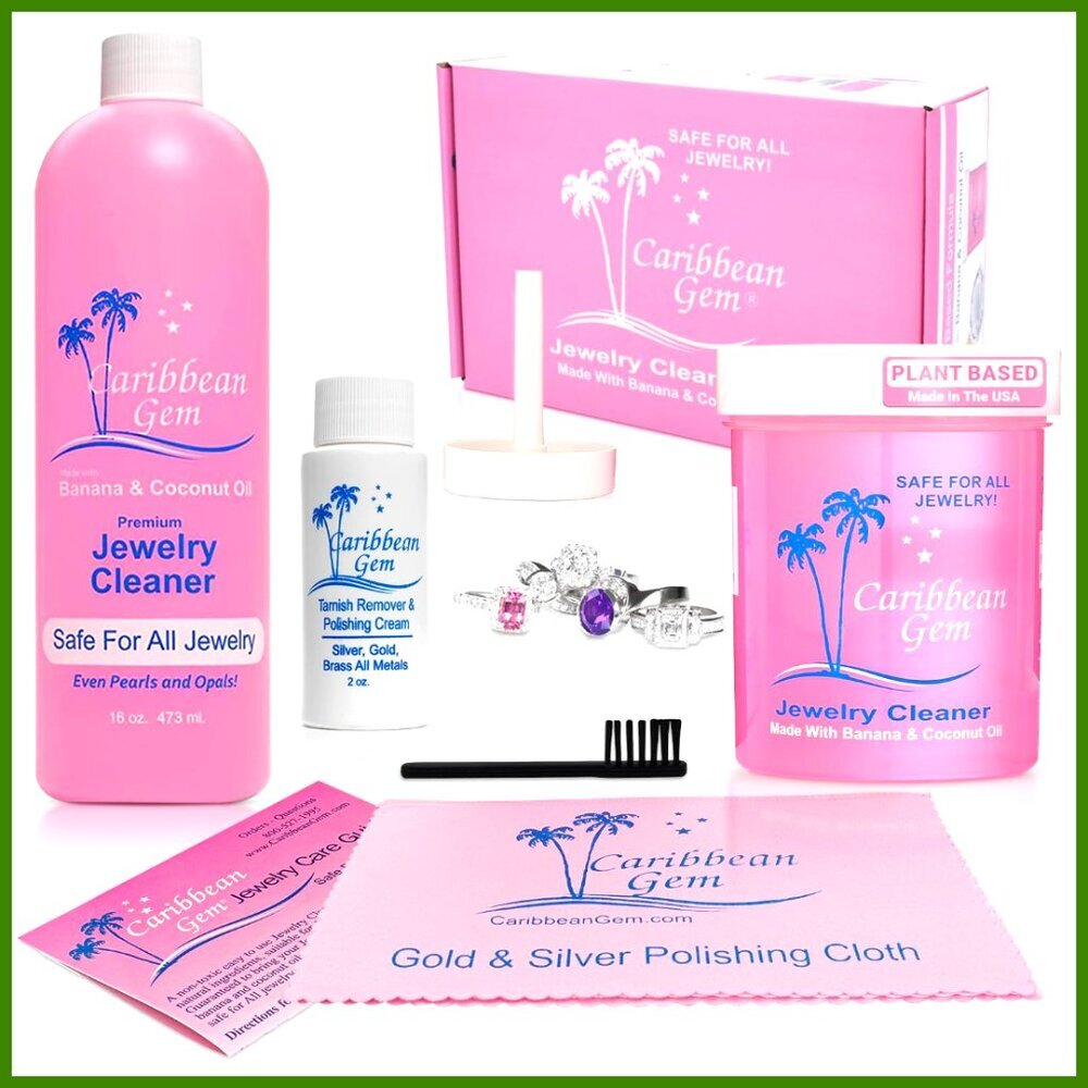 Jewelry Cleaning Kit with Basket Brush Polishing Cream Cloth